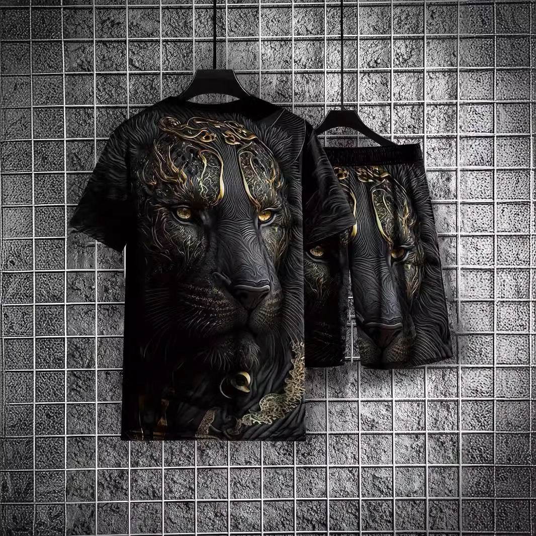 Stylish Men's Leopard Print 3D Summer Suit - Comfortable Polyester Leisurewear - Buy Center