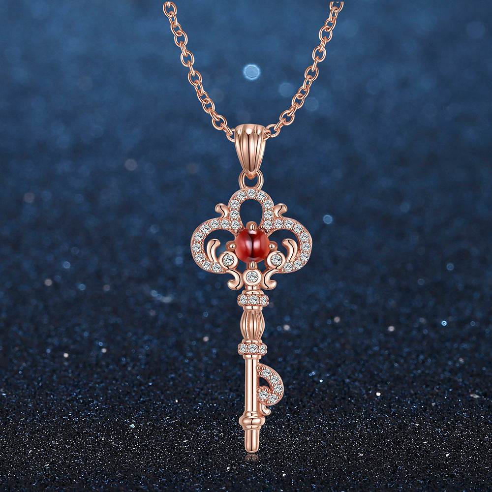 Buycenter Women's Natural Garnet Necklace - Geometric Silver Jewelry Set - Buy Center