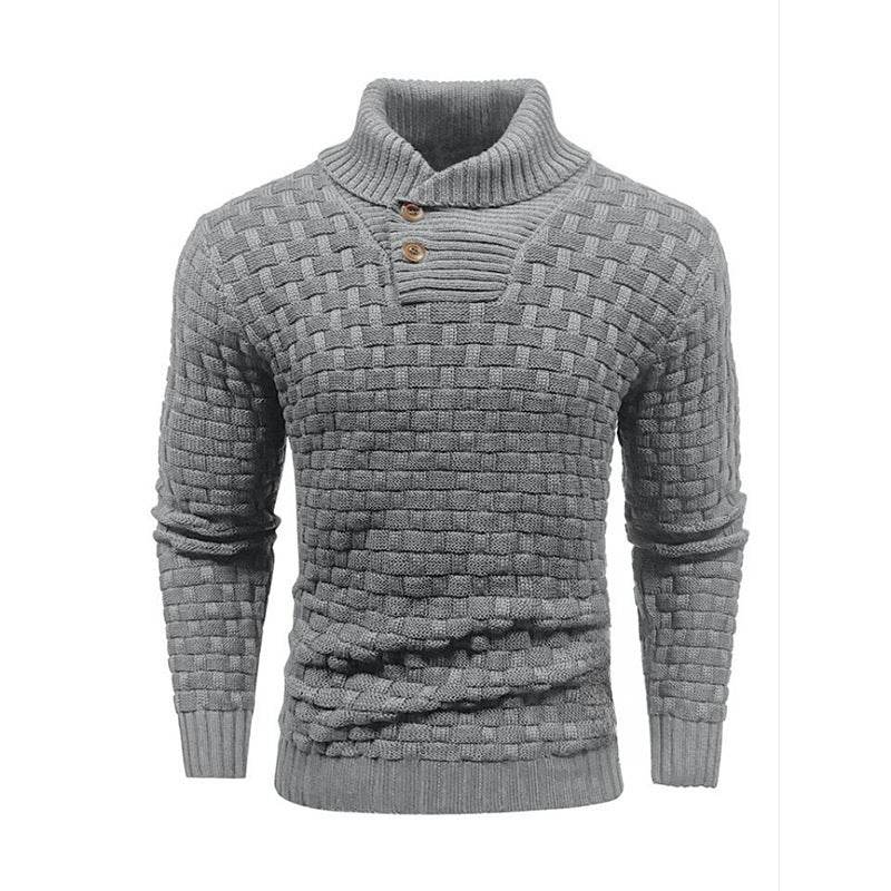 Buycenter Men's Slim Turtleneck Sweater - Trendy Button Design Pullover - Buy Center