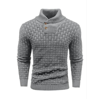 Buycenter Men's Slim Turtleneck Sweater - Trendy Button Design Pullover - Buy Center