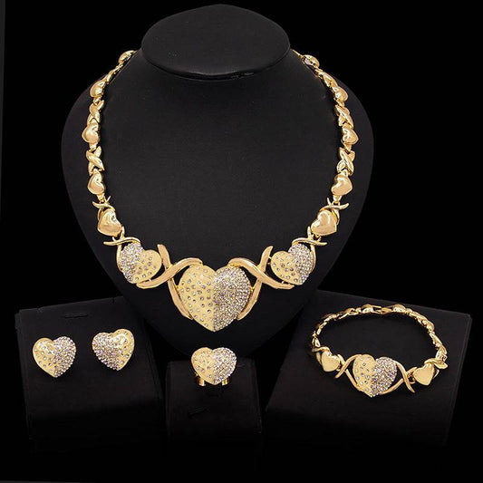 Buy Center Gold Zinc Alloy Jewelry Set - Necklace, Earrings, Bracelet, Ring - Buy Center