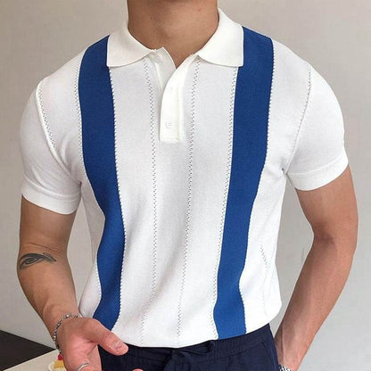 Men's White Striped Slim-fit Sweater - Stylish Tencel Short Sleeves 2025 - Buy Center