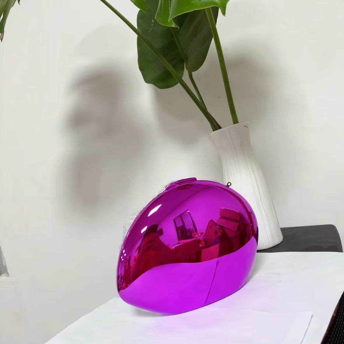 Buycenter Golden Acrylic Goose Egg Clutch - Metallic Shoulder Bag - Buy Center