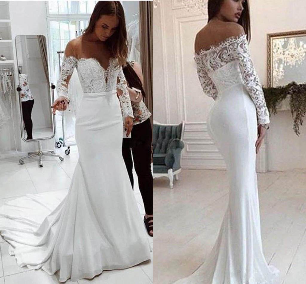 Fashion One Shoulder Lace Wedding Dress - Backless & Long Sleeve Elegance - Buy Center