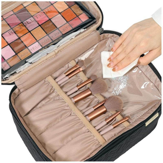 Portable Double Layer Cosmetics Bag - Stylish & Waterproof Makeup Organizer - Buy Center