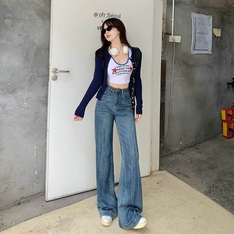 Women's High Waist Bell-Bottom Jeans - Trendy Loose Fit for Every Occasion - Buy Center