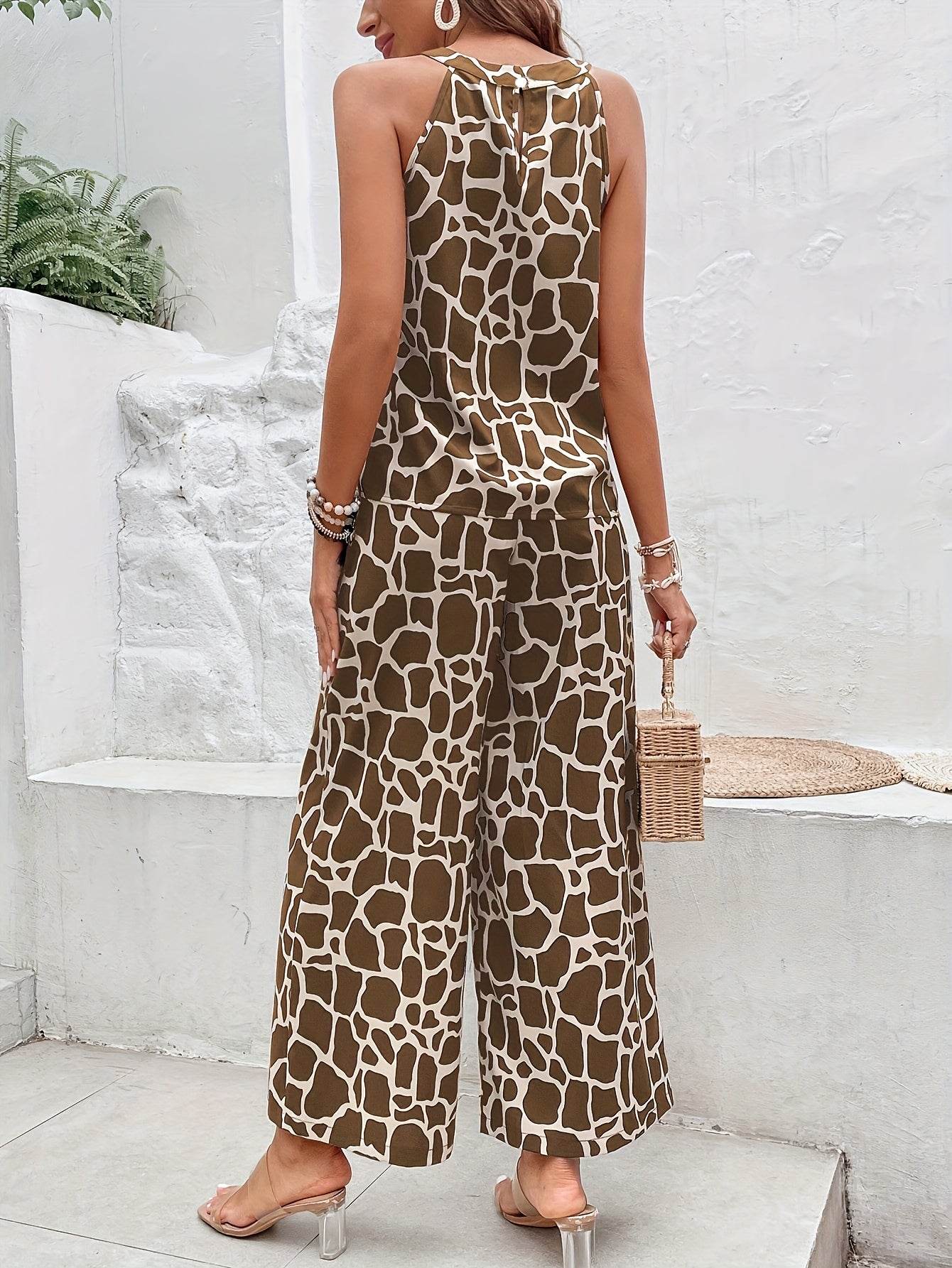 Women's V-Neck Ethnic Pants Set - Spring-Summer Vacation Style - Buy Center