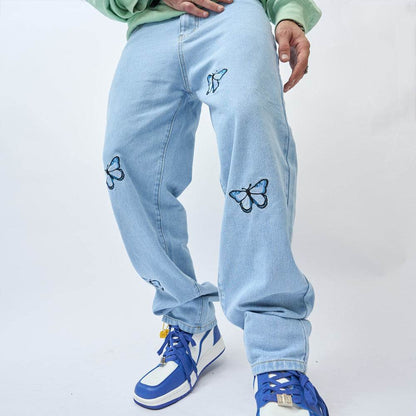 Fashionable Embroidered Men's Jeans - Stylish Casual Cotton Pants - Buy Center