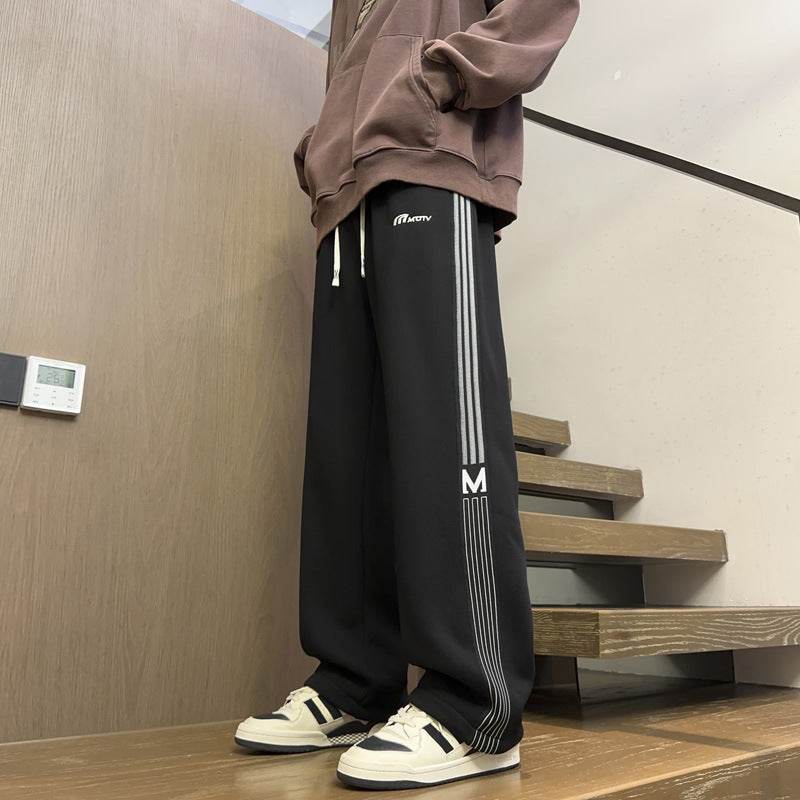 Fashion Brand Loose Casual Sweatpants - Black & Gray Stripes Style - Buy Center