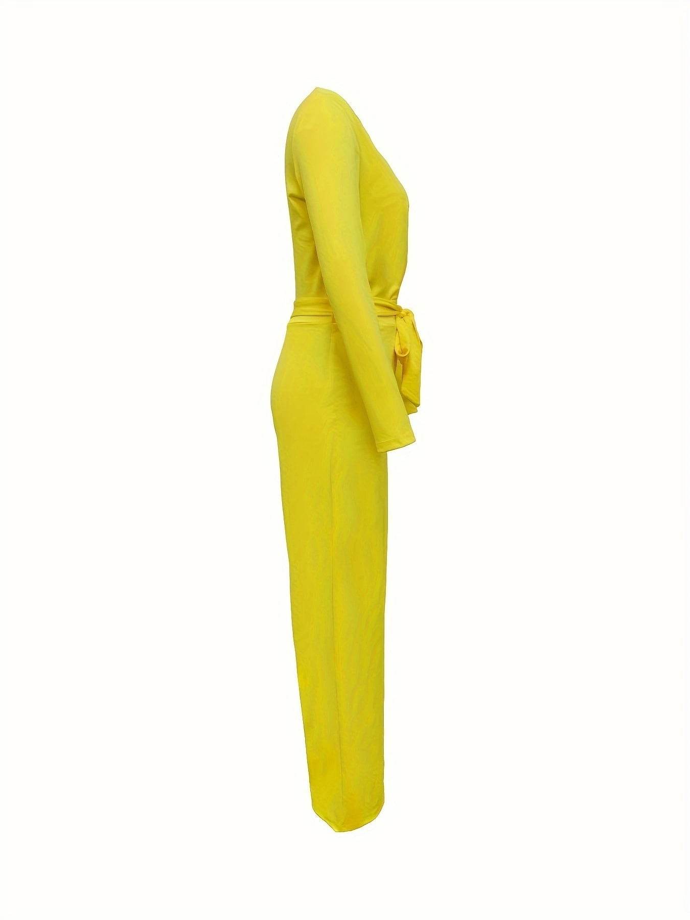 Yellow Women's Casual Jumpsuit - Lightweight, Long Sleeve & Stylish Fit - Buy Center