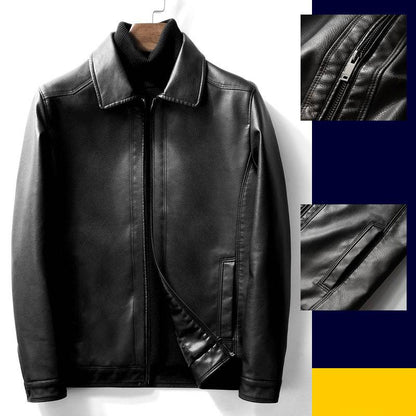 Trendy Slim Fit Leather Jacket for Men - Zipper Pockets, Autumn Style - Buy Center