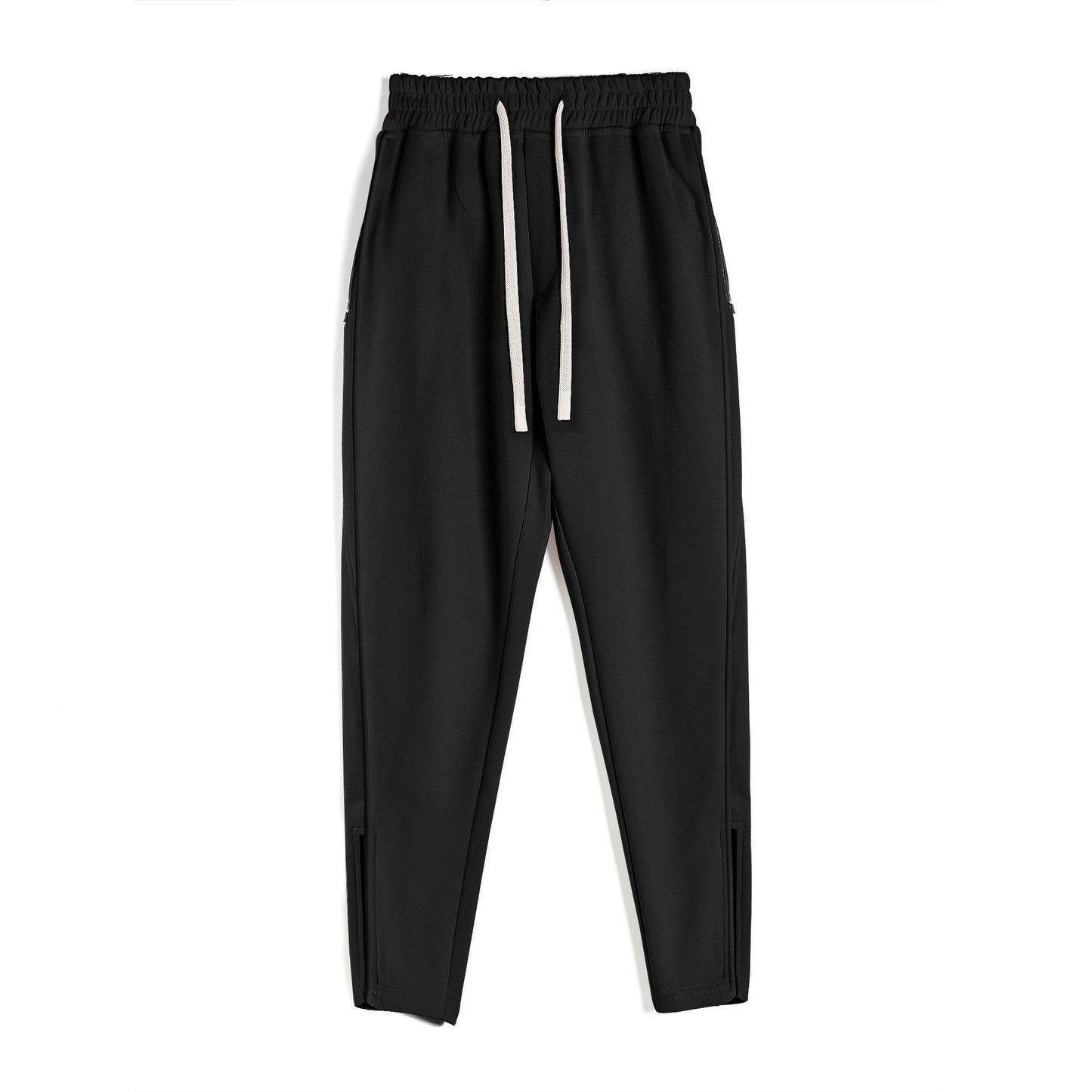 Slim Fit Zipper Ankle Banded Pants - Stylish Cropped Sports Trousers - Buy Center