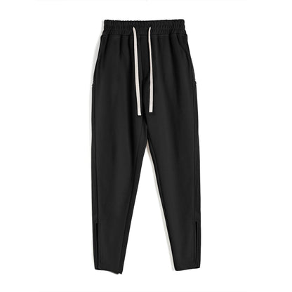 Slim Fit Zipper Ankle Banded Pants - Stylish Cropped Sports Trousers - Buy Center