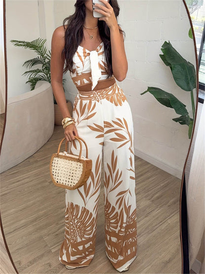 CHICME Drawstring Vest & Printed Pants Set - Casual Spring/Summer Look - Buy Center