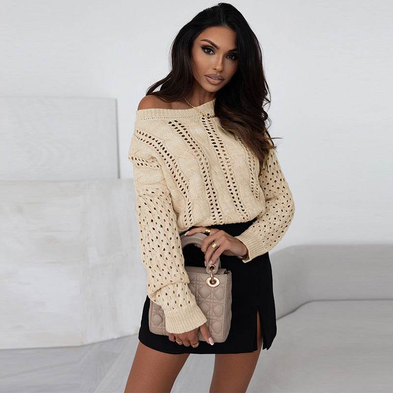 Buycenter Women's Solid Color Knit Sweater - Casual Round Neck Pullover - Buy Center