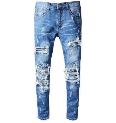 Men's Slim European Denim Trousers - Stylish Cotton Leisure Pants - Buy Center