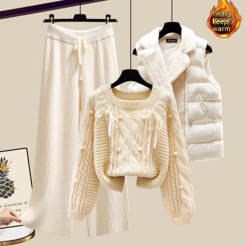 Women's Three-Piece Sweater Vest & Pants Suit - Cozy Urban Style 2025 - Buy Center