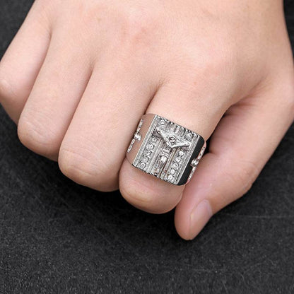 Vintage Men's Jesus Cross Ring - Retro Stainless Steel Jewelry for Him - Buy Center