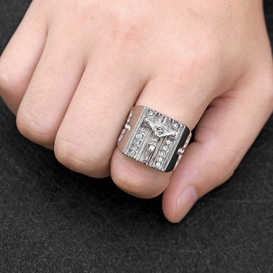Vintage Men's Jesus Cross Ring - Retro Stainless Steel Jewelry for Him - Buy Center