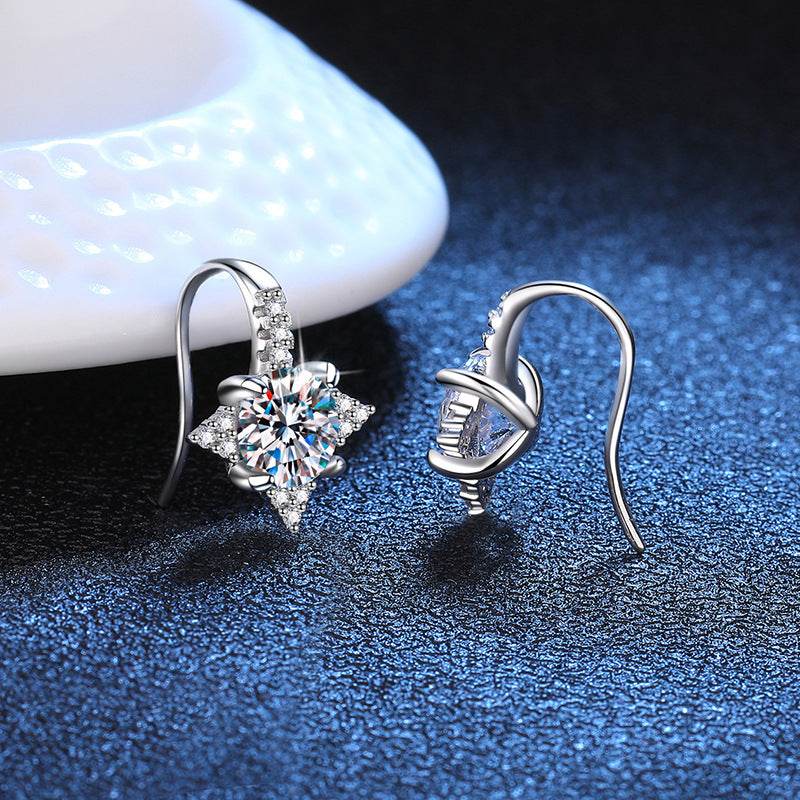 Female Octagonal Star Earrings - 925 Silver Bow Design, Chic Gemstone Options - Buy Center