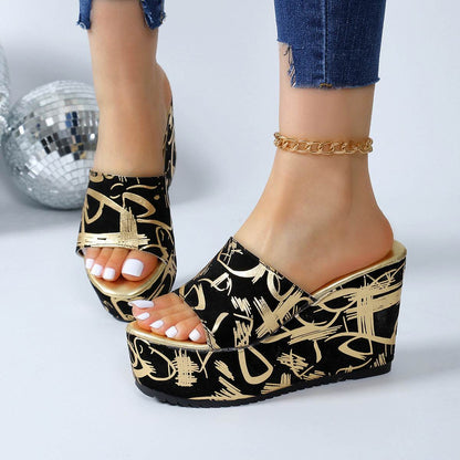 Stylish Round Toe Wedge Slippers - Comfortable & Trendy Women's Footwear - Buy Center