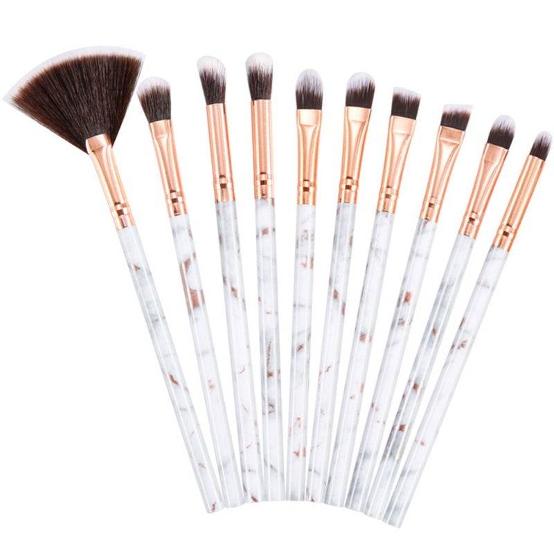 10 Marble Makeup Brush Set - Essential Premium Brushes for Flawless Looks - Buy Center