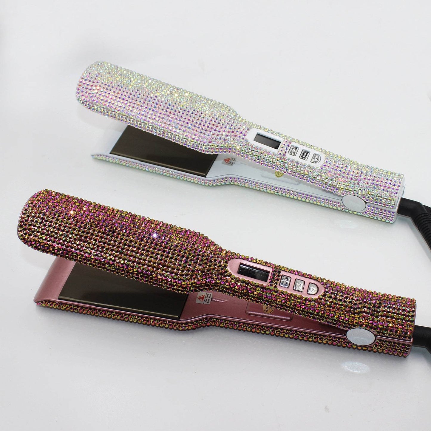 Wide Plate Rhinestone Quartz Hair Straightener - High Temp Titanium Style - Buy Center