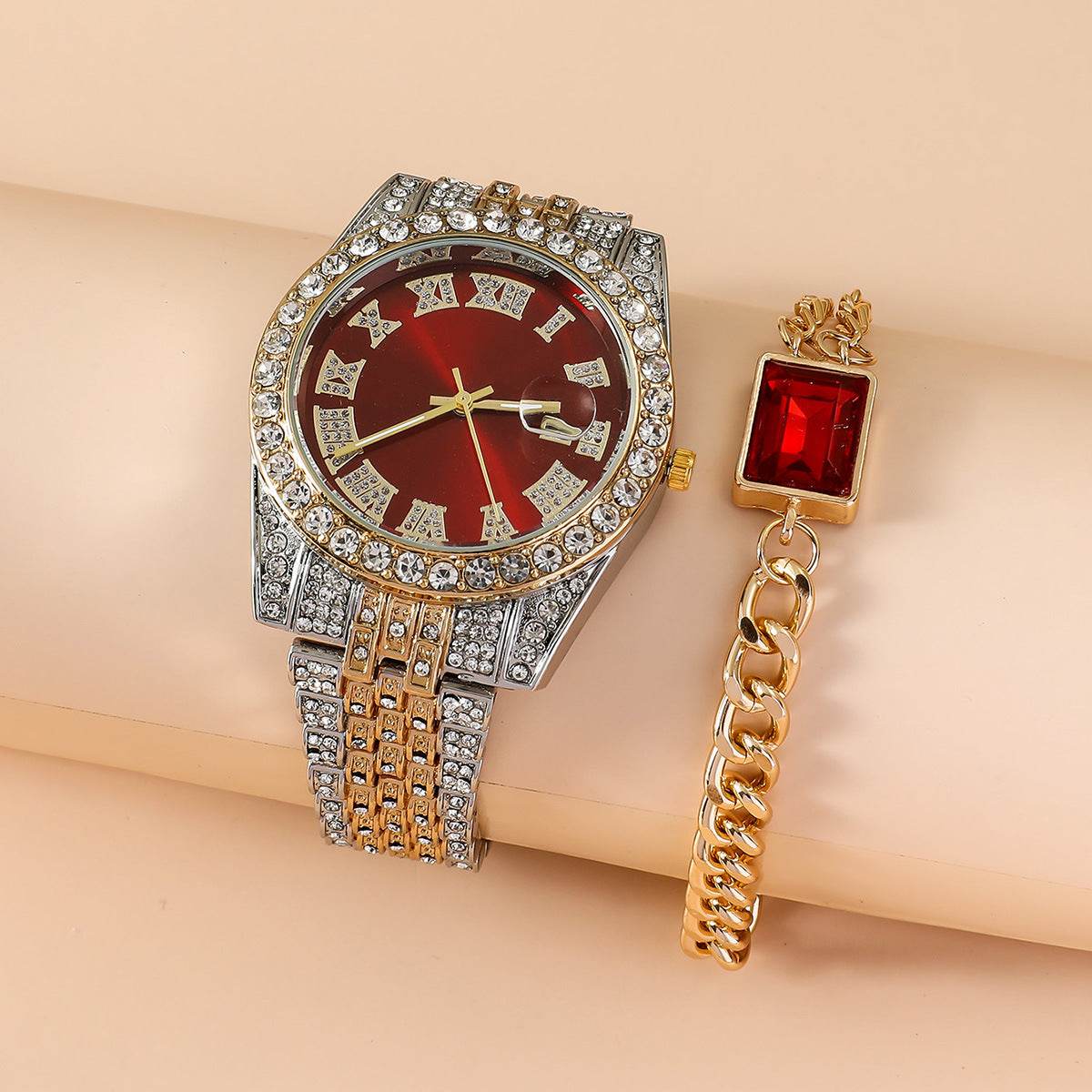 Buy Center Women's Fashionable Watch Set - Chic Casual Style with Accessories - Buy Center