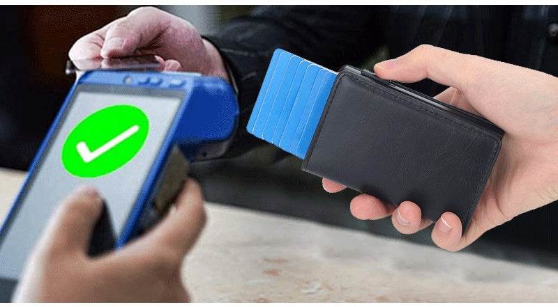 Crazy Horse Leather Card Clamp Wallet - Stylish & Anti-Degaussing for Men - Buy Center