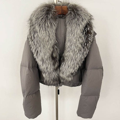 Luxurious Fox Fur Collar Down Jacket - Thick Stylish Coat for Women - Buy Center