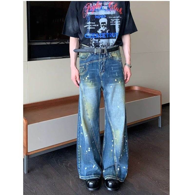 Retro Deconstruction Stitching Jeans - Stylish Mid Waist Pants for All - Buy Center
