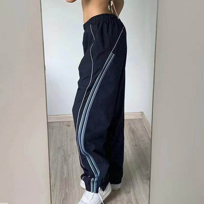 Casual Offset Side Flanges Sweatpants - Stylish Blue Fashion Pants - Buy Center
