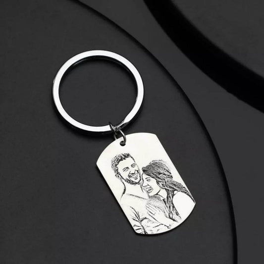 Personalized S925 Sterling Silver Keychain - Custom Photo Pendant Gift - Buy Center