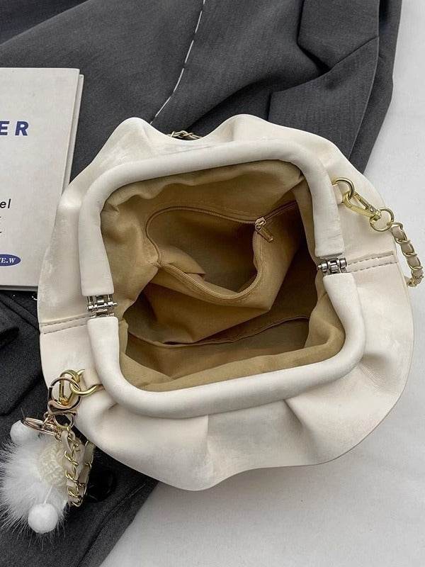 Buycenter Women's Chain Pleated Messenger Bag - Stylish Shoulder Tote - Buy Center