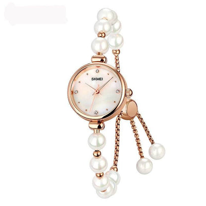 Buy Center Elegant Women's Quartz Watch - Pearl Strap & All-match Design - Buy Center