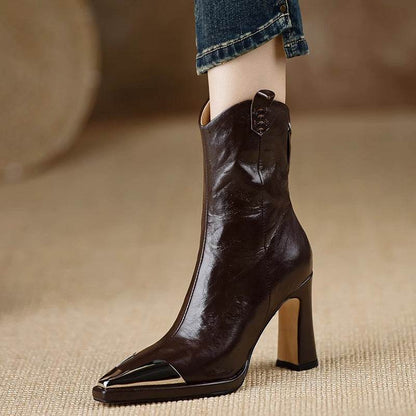 Women's Plus Size Retro Mid-Calf Boots - Pointed Toe & Chic High Heels - Buy Center