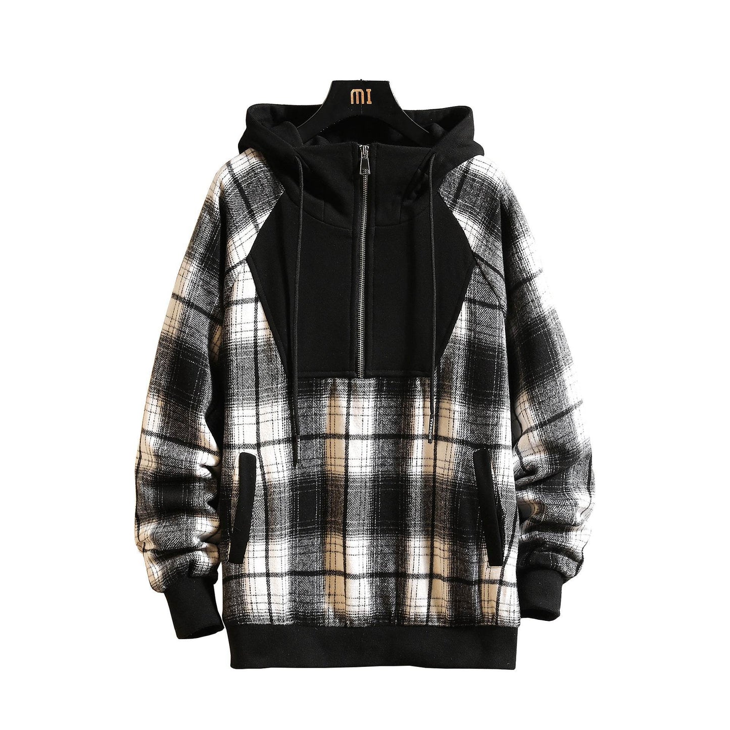 Buycenter Hooded High-Neck Plaid Sweater - Casual Loose Fit for Autumn - Buy Center