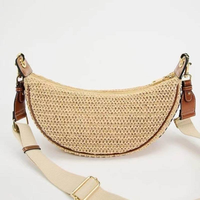 Buycenter Woven Dumpling Shoulder Bag - Casual Crossbody in Black & Brown - Buy Center