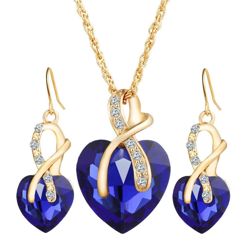 Heart-Shaped Crystal Earrings Set - Stylish Faux Zircon Jewelry for Women - Buy Center