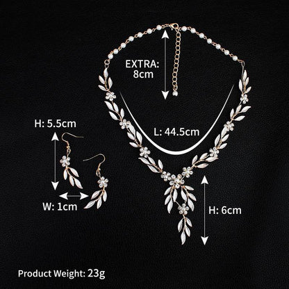 European-American Bridal Jewelry Set - Elegant 3-Piece Earrings & Necklace - Buy Center