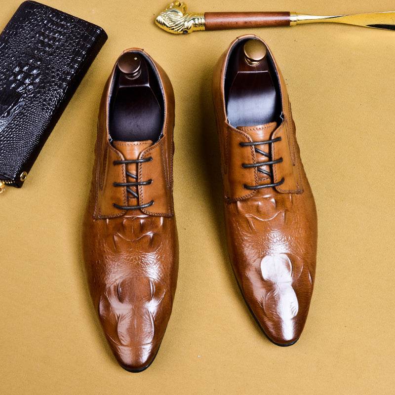 Buycenter Men's Business Suit Shoes - Pointed Leather, Comfortable Fit - Buy Center