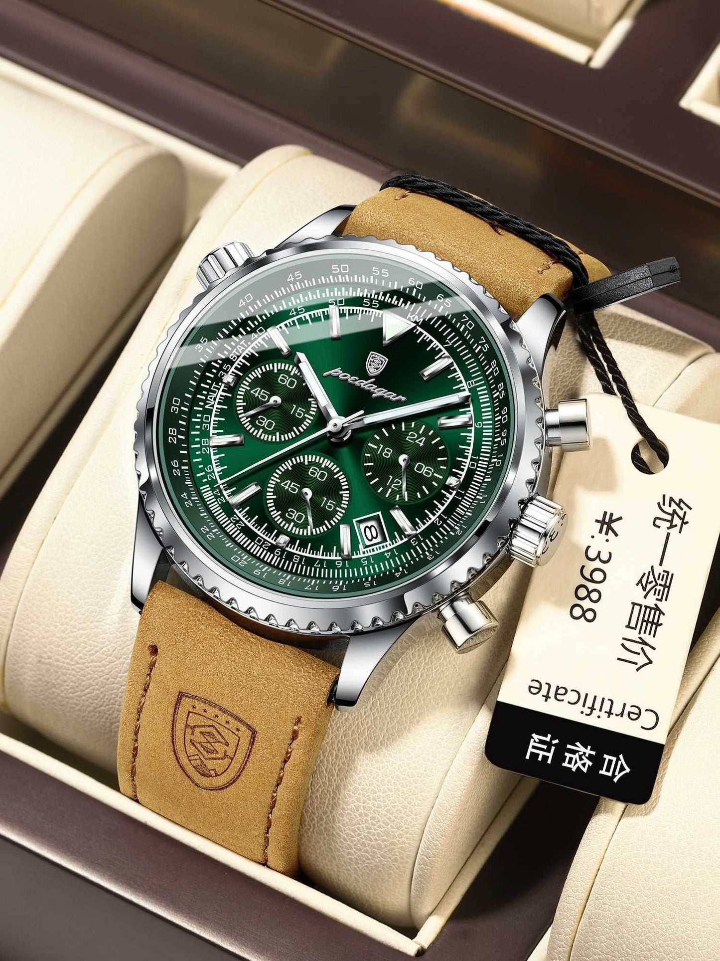 Men's Multi-Functional Quartz Watch - Waterproof Leather Strap, Stylish Design - Buy Center