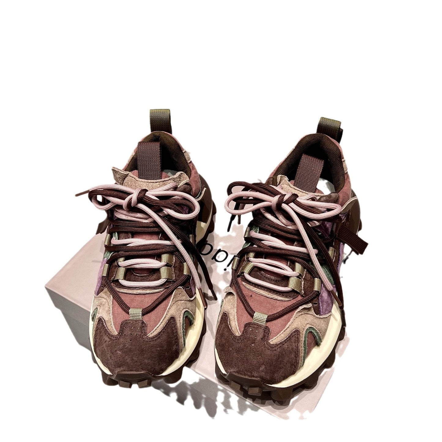 Women's Retro Thick Soled Sports Shoes - Stylish Suede Lace-Up Design - Buy Center