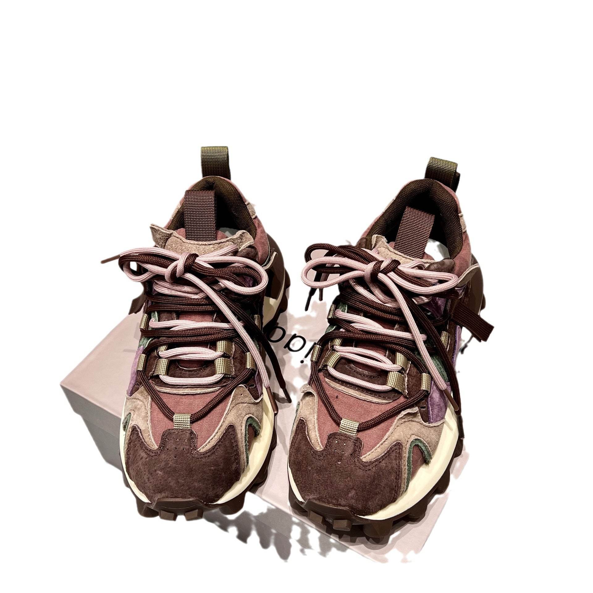 Women's Retro Thick Soled Sports Shoes - Stylish Suede Lace-Up Design - Buy Center