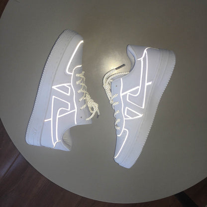 Reflective White Sneakers for Men & Women - Stylish Vulcanize Shoes 2025 - Buy Center