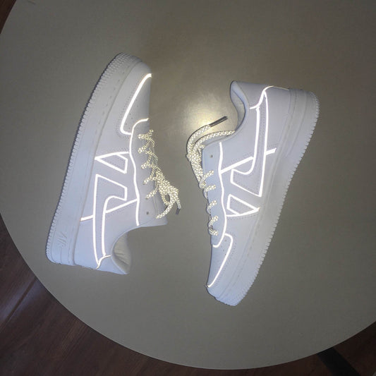 Reflective White Sneakers for Men & Women - Stylish Vulcanize Shoes 2025 - Buy Center