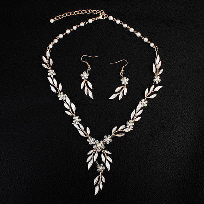 European-American Bridal Jewelry Set - Elegant 3-Piece Earrings & Necklace - Buy Center