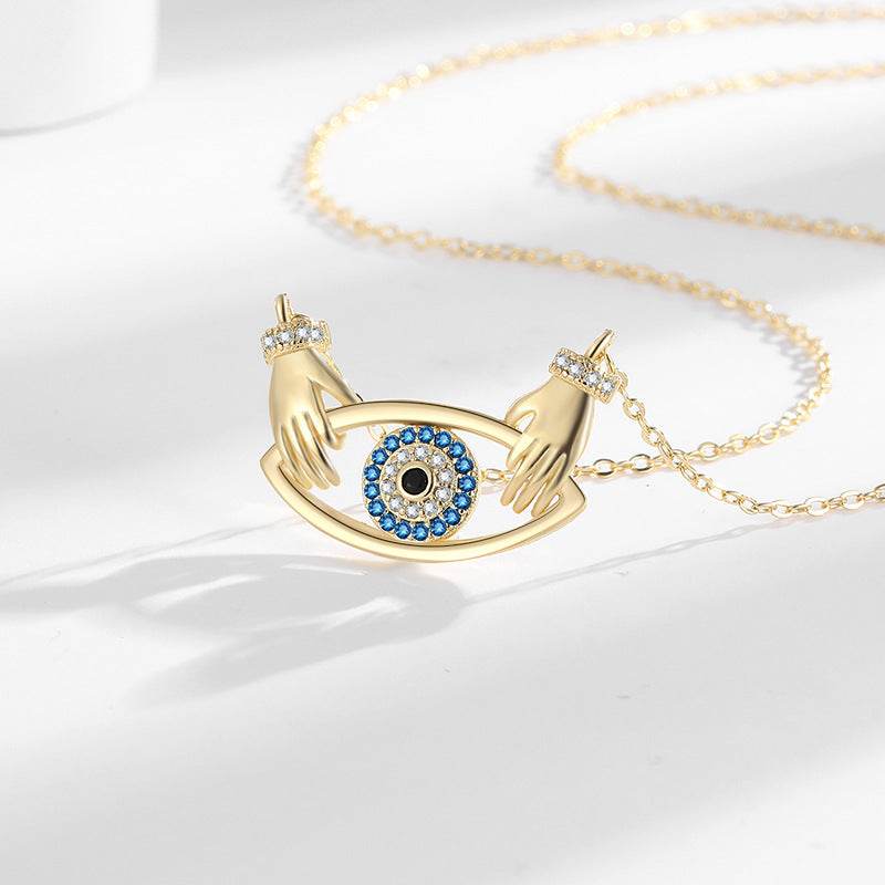 Buy Center Women's Hug Pendant Necklace - Stylish Geometry in White & Yellow Gold - Buy Center