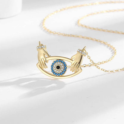 Buy Center Women's Hug Pendant Necklace - Stylish Geometry in White & Yellow Gold - Buy Center