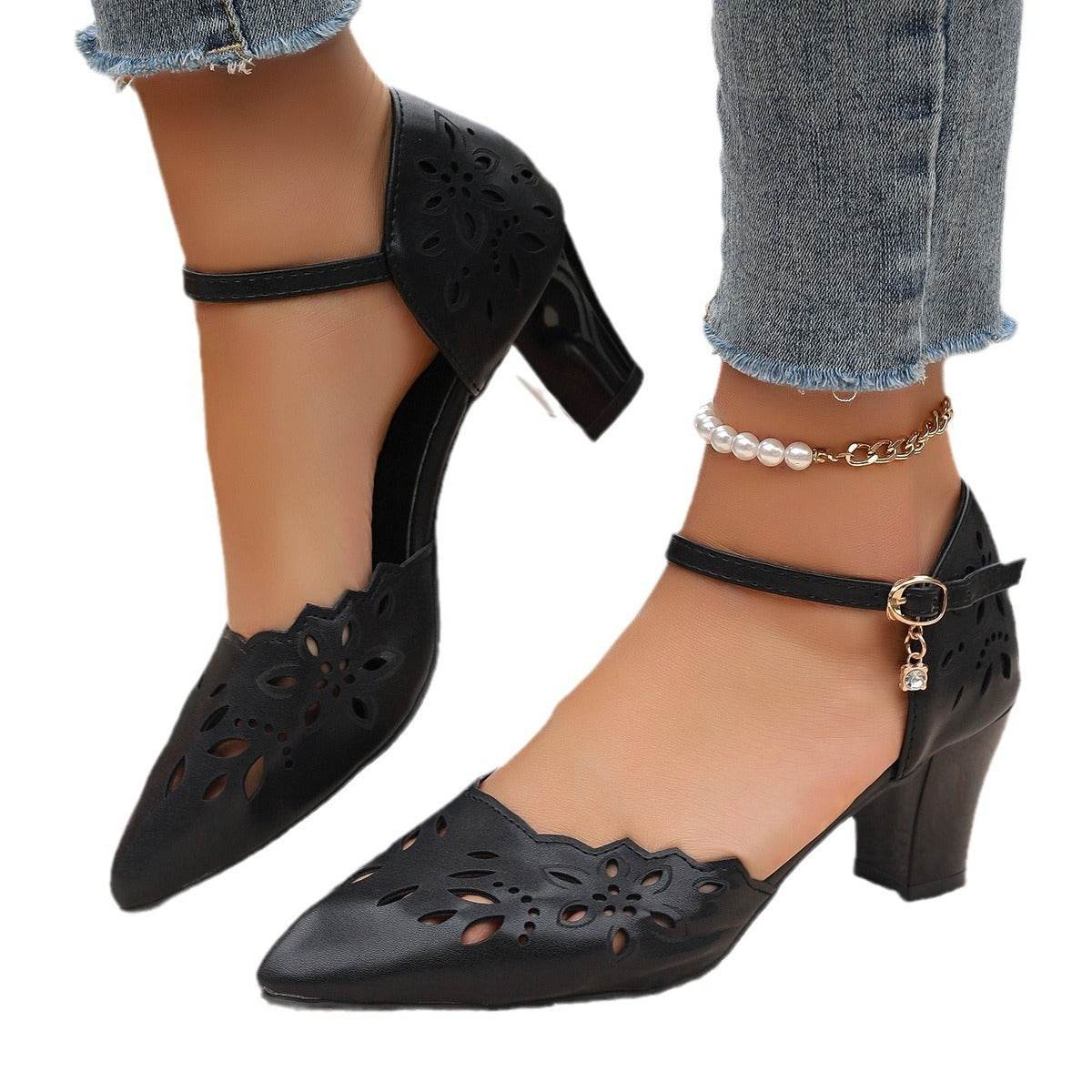 Stylish Women's High-Heeled Sandals - Casual Mid Heel Comfort - 2025 - Buy Center